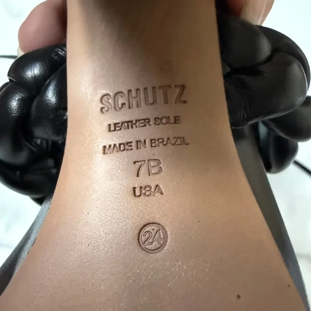 SCHUTZ Zarda Black Block Heel Sandals Size 7